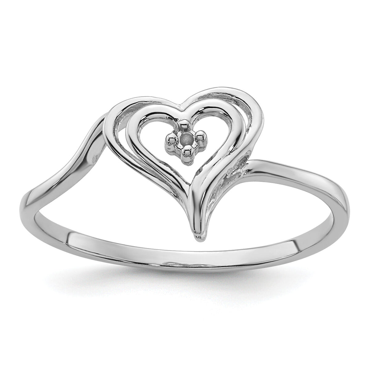14k White Gold Heart Ring Mounting-Y4178