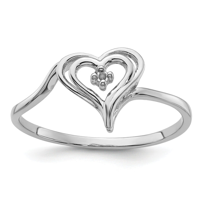 14k White Gold Heart Ring Mounting-Y4178