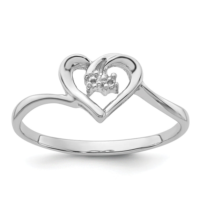 14k White Gold .02ct. Diamond Heart Ring Mounting-Y4184
