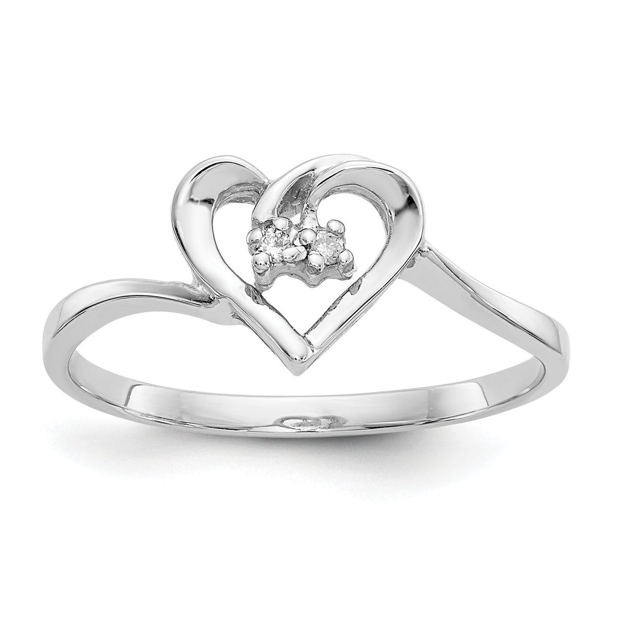 14k White Gold AA Diamond heart ring-Y4184AA