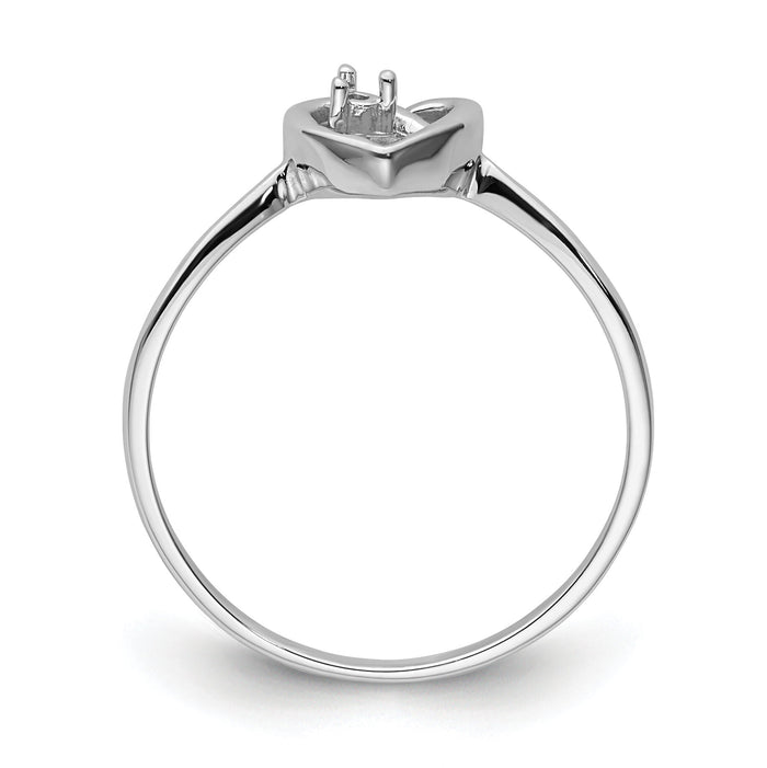 14k White Gold .02ct. Diamond Heart Ring Mounting-Y4186