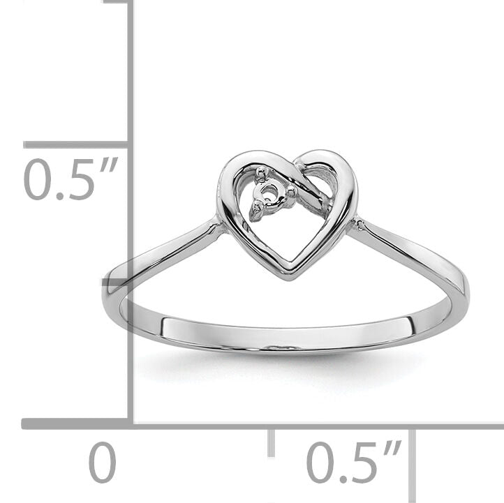14k White Gold .02ct. Diamond Heart Ring Mounting-Y4186