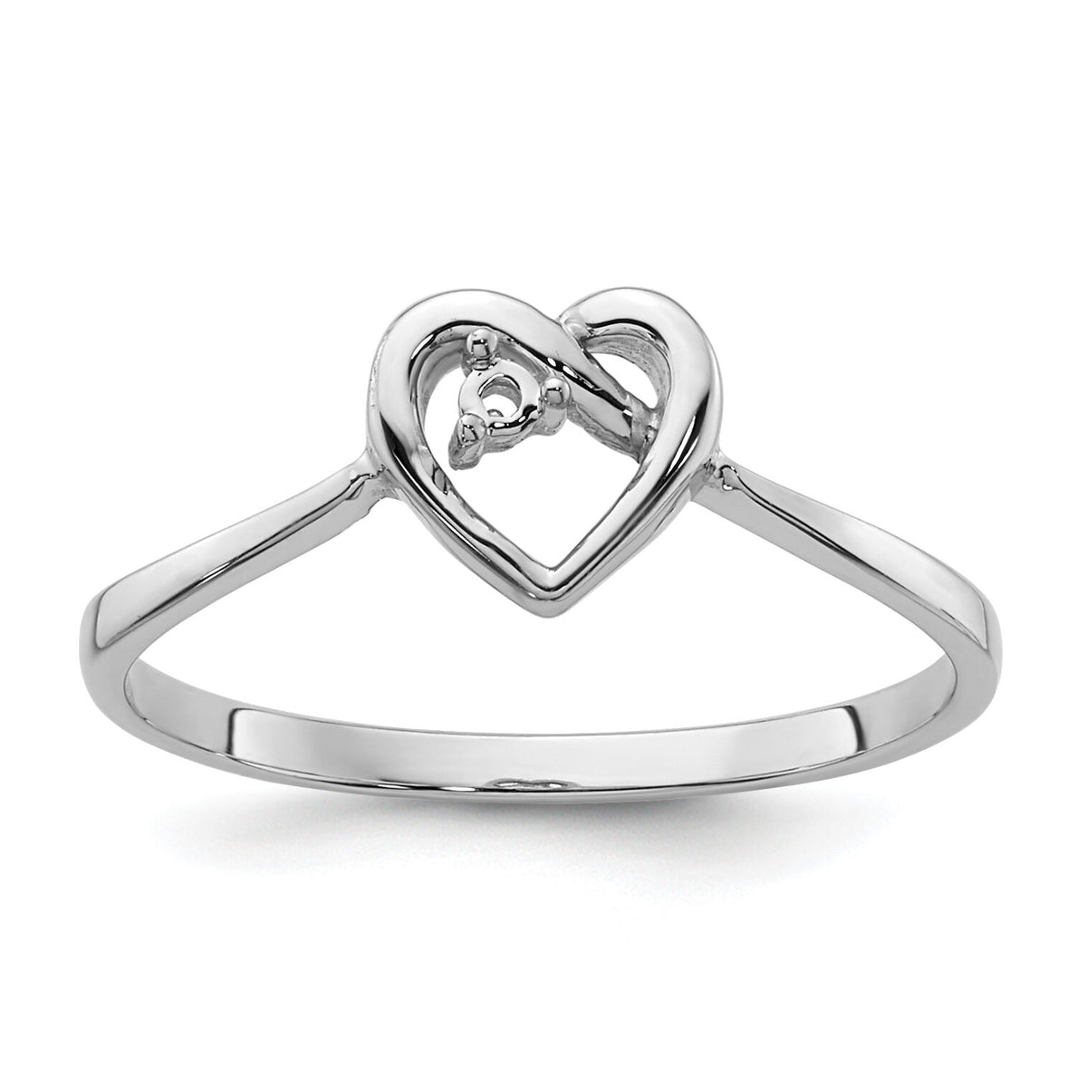 14k White Gold .02ct. Diamond Heart Ring Mounting-Y4186