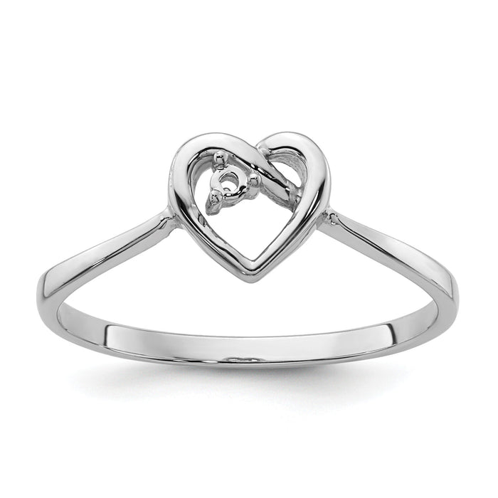 14k White Gold .02ct. Diamond Heart Ring Mounting-Y4186