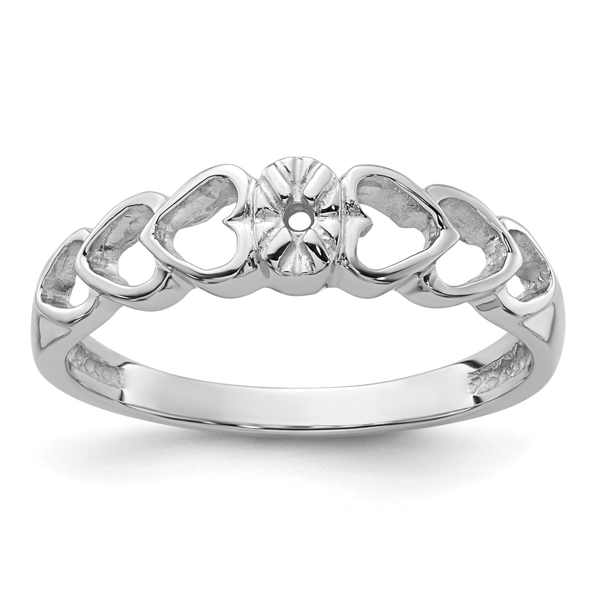 14k White Gold .02ct. Diamond Heart Ring Mounting-Y4188