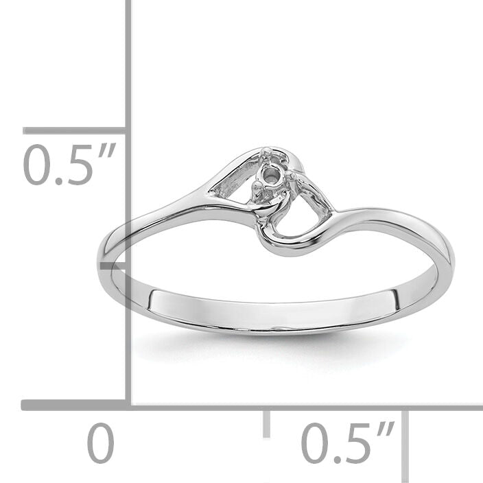 14k White Gold Heart Ring Mounting-Y4203