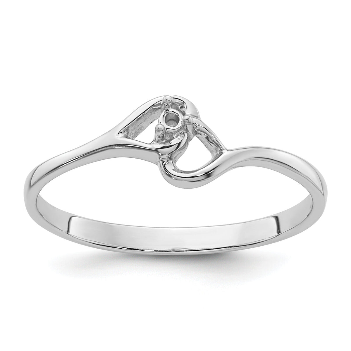 14k White Gold Heart Ring Mounting-Y4203