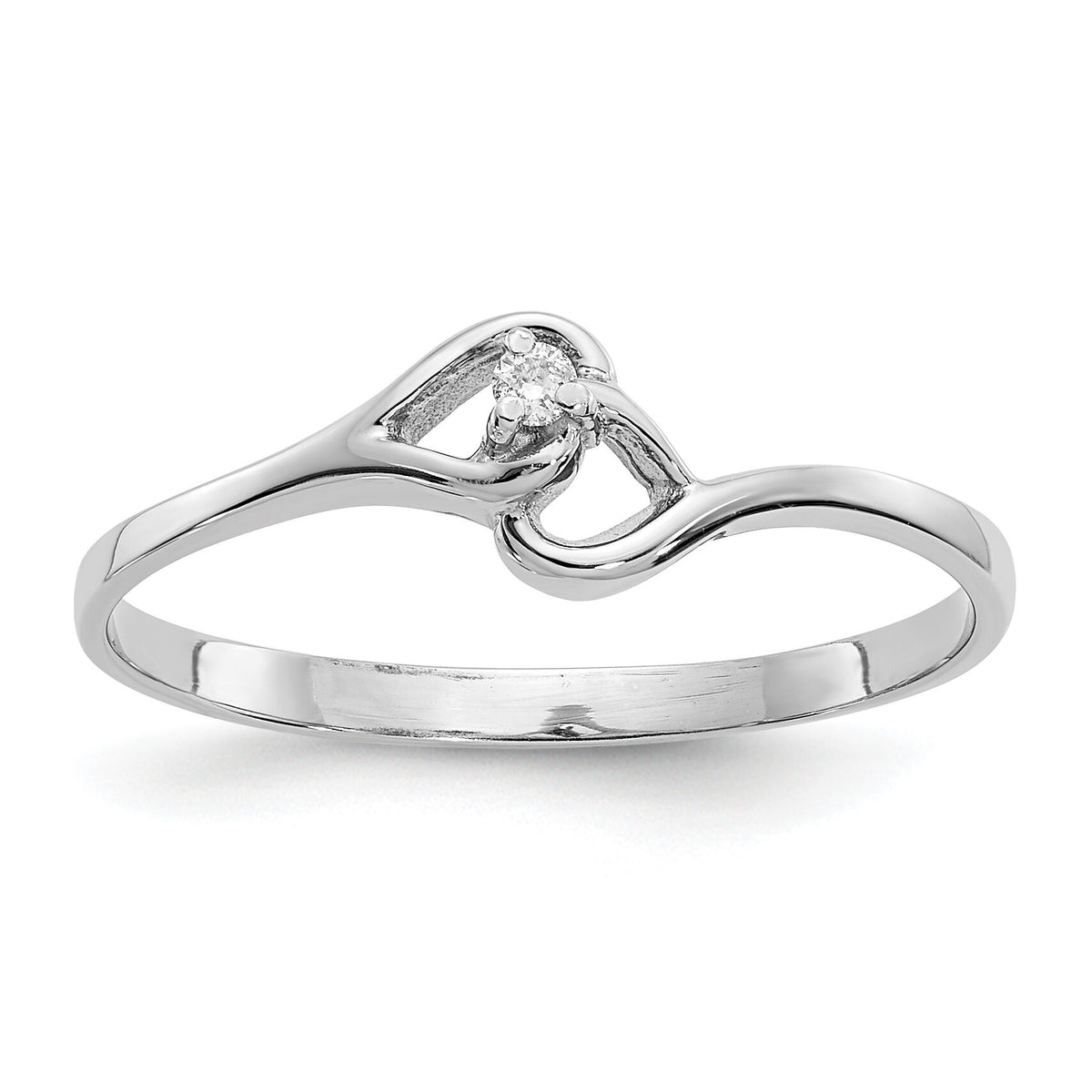 14k White Gold AA Diamond Heart Ring-Y4203AA