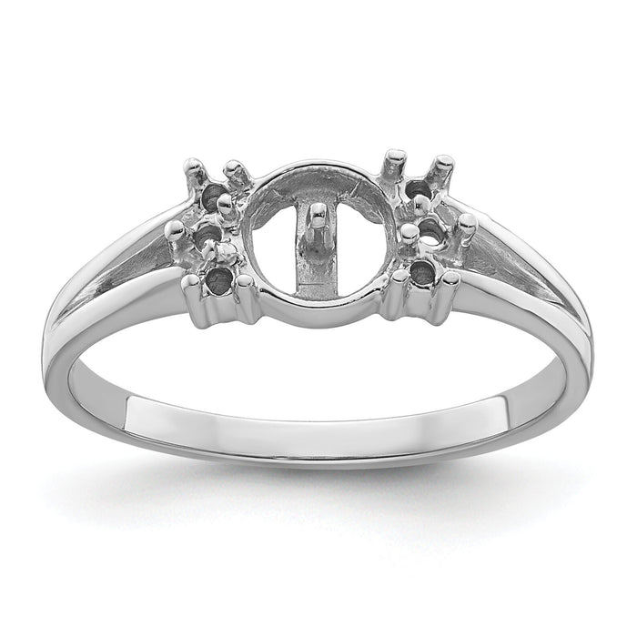 14k White Gold 6mm Pearl & Diamond Ring Mounting-Y4345