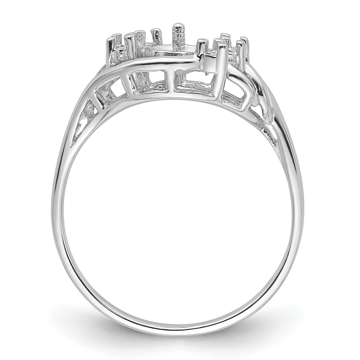 14k White Gold 6mm Pearl & Diamond Ring Mounting-Y4362