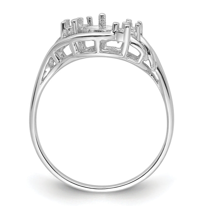 14k White Gold 6mm Pearl & Diamond Ring Mounting-Y4362