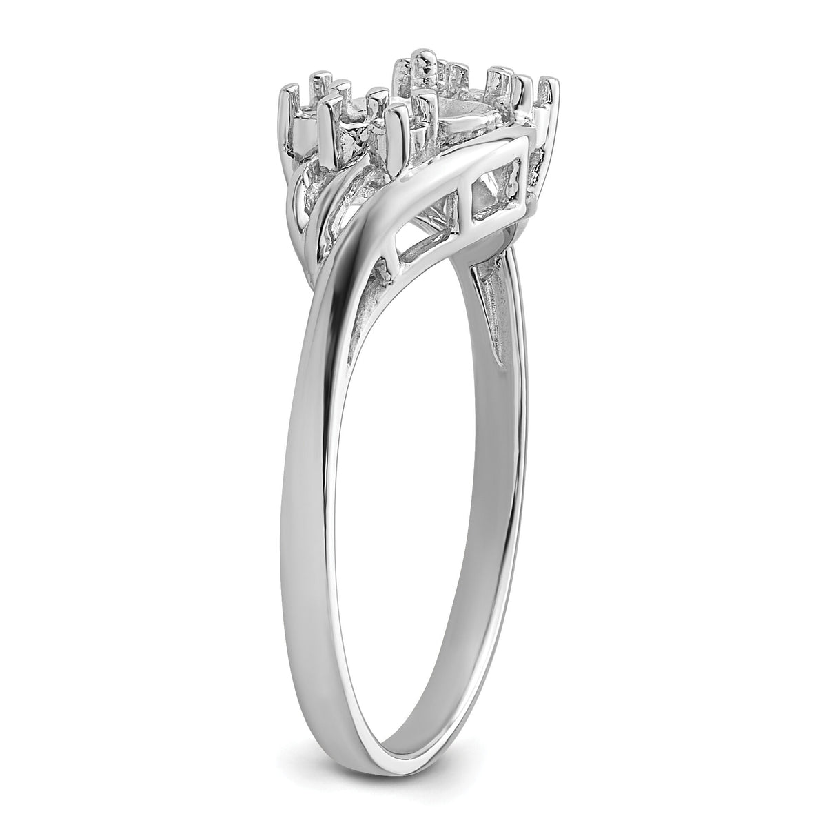 14k White Gold 6mm Pearl & Diamond Ring Mounting-Y4362