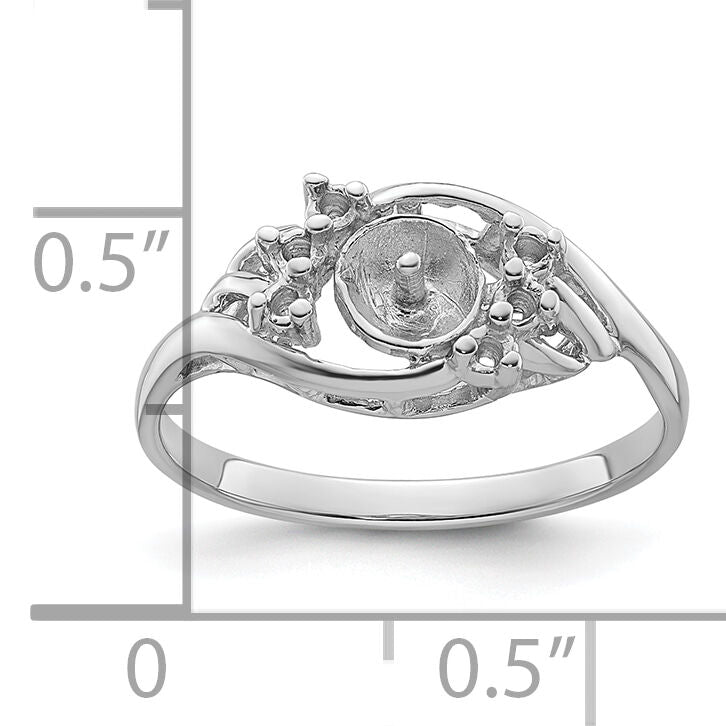 14k White Gold 6mm Pearl & Diamond Ring Mounting-Y4362
