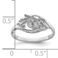 14k White Gold 6mm Pearl & Diamond Ring Mounting-Y4362