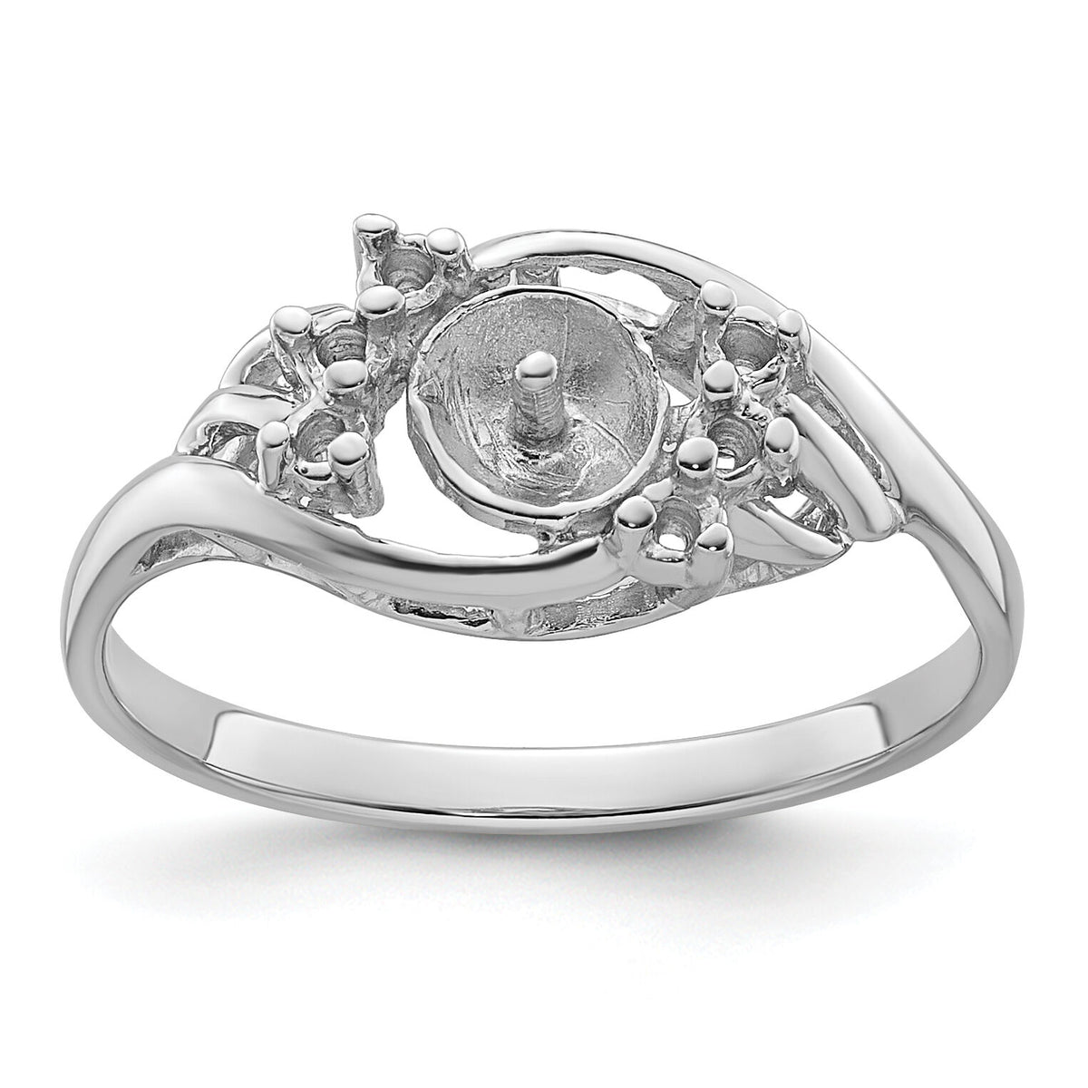 14k White Gold 6mm Pearl & Diamond Ring Mounting-Y4362