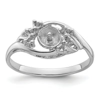 14k White Gold 6mm Pearl & Diamond Ring Mounting-Y4362