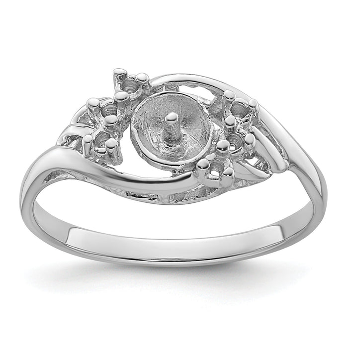 14k White Gold 6mm Pearl & Diamond Ring Mounting-Y4362