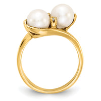14k 6mm FW Cultured Pearl AA Diamond ring-Y4366PL/AA