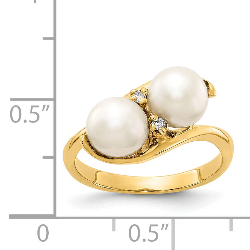 14k 6mm FW Cultured Pearl AA Diamond ring-Y4366PL/AA
