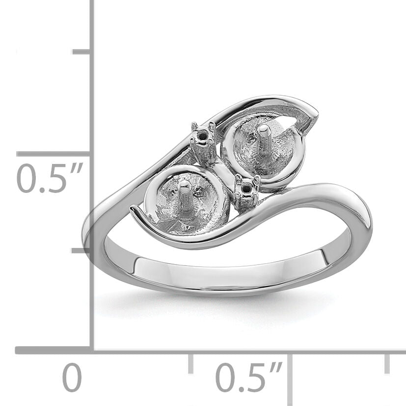 14k White Gold 6mm Pearl & Diamond Ring Mounting-Y4367