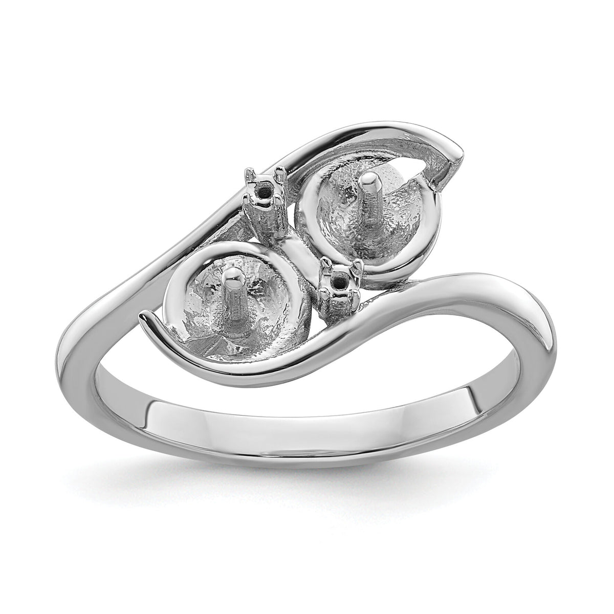 14k White Gold 6mm Pearl & Diamond Ring Mounting-Y4367