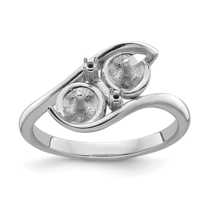 14k White Gold 6mm Pearl & Diamond Ring Mounting-Y4367