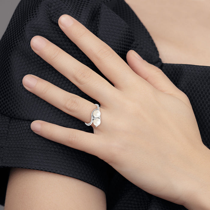 14k White Gold 6mm Black FW Cultured Pearl VS Diamond ring-Y4367BP/VS