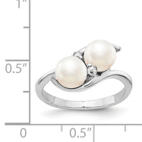 14k White Gold 6mm Black FW Cultured Pearl VS Diamond ring-Y4367BP/VS