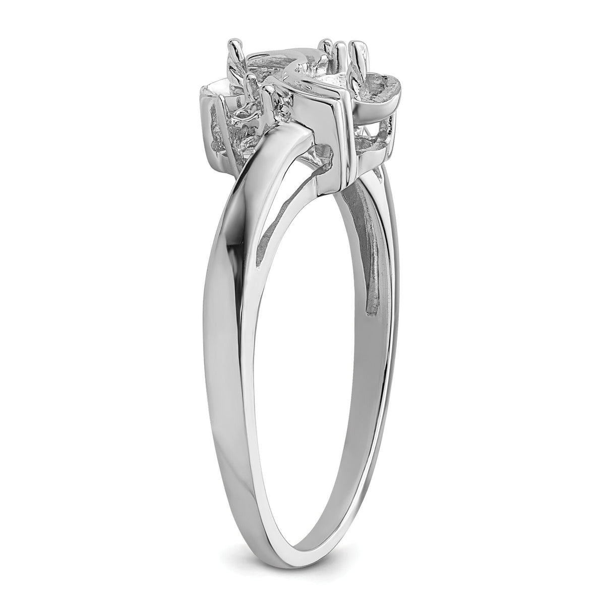 14k White Gold 5.5mm Pearl & Diamond Ring Mounting-Y4371