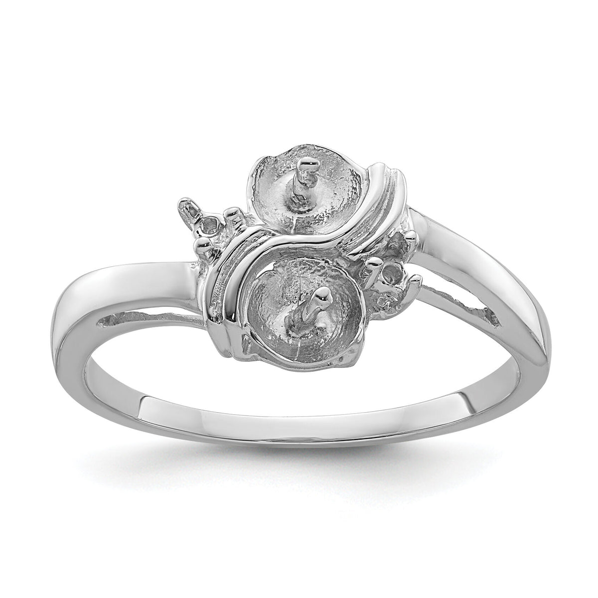 14k White Gold 5.5mm Pearl & Diamond Ring Mounting-Y4371