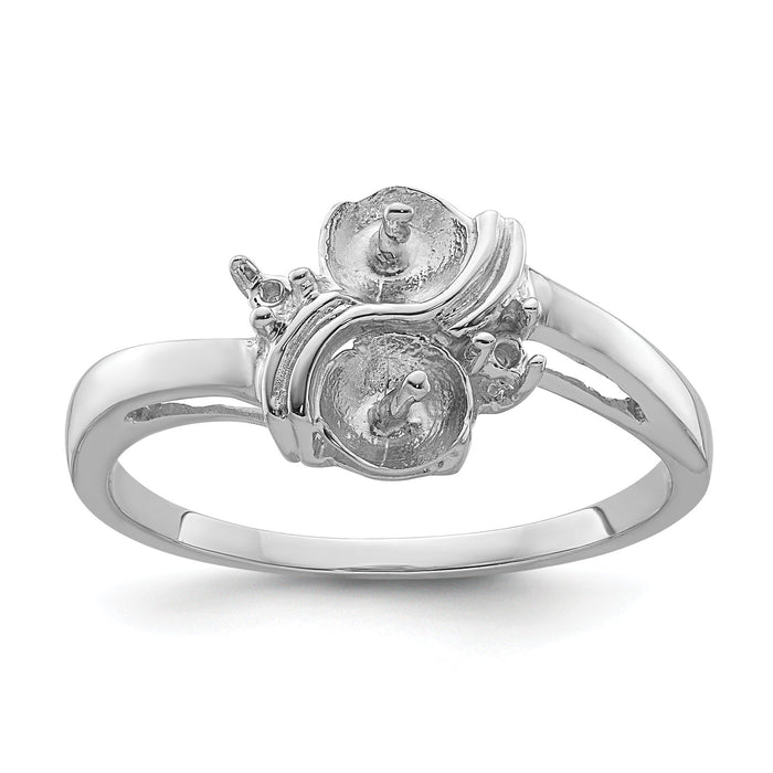 14k White Gold 5.5mm Pearl & Diamond Ring Mounting-Y4371