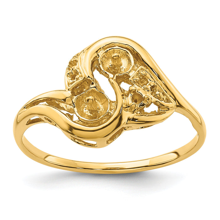 14k 4mm Pearl & Diamond Ring Mounting-Y4375