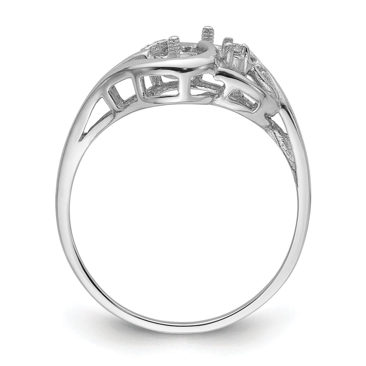 14k White Gold 4mm Pearl & Diamond Ring Mounting-Y4376