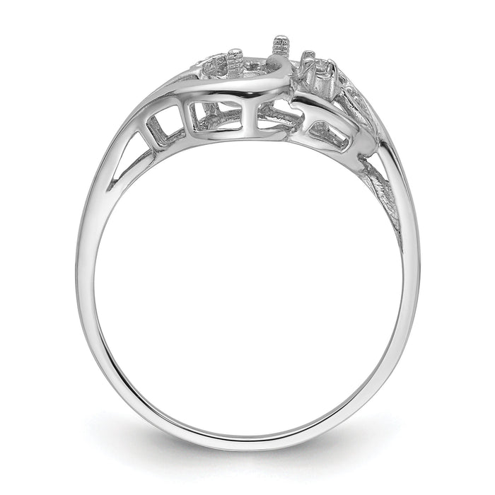 14k White Gold 4mm Pearl & Diamond Ring Mounting-Y4376