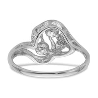 14k White Gold 4mm Pearl & Diamond Ring Mounting-Y4376