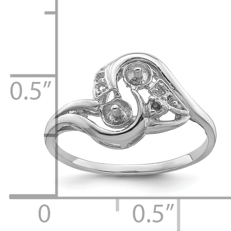 14k White Gold 4mm Pearl & Diamond Ring Mounting-Y4376