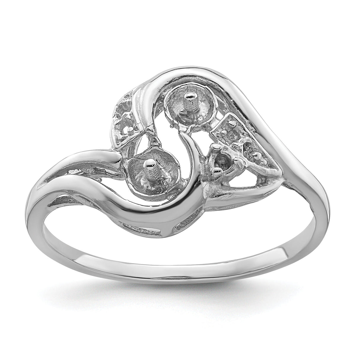 14k White Gold 4mm Pearl & Diamond Ring Mounting-Y4376