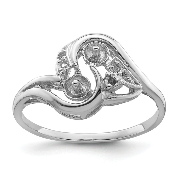 14k White Gold 4mm Pearl & Diamond Ring Mounting-Y4376