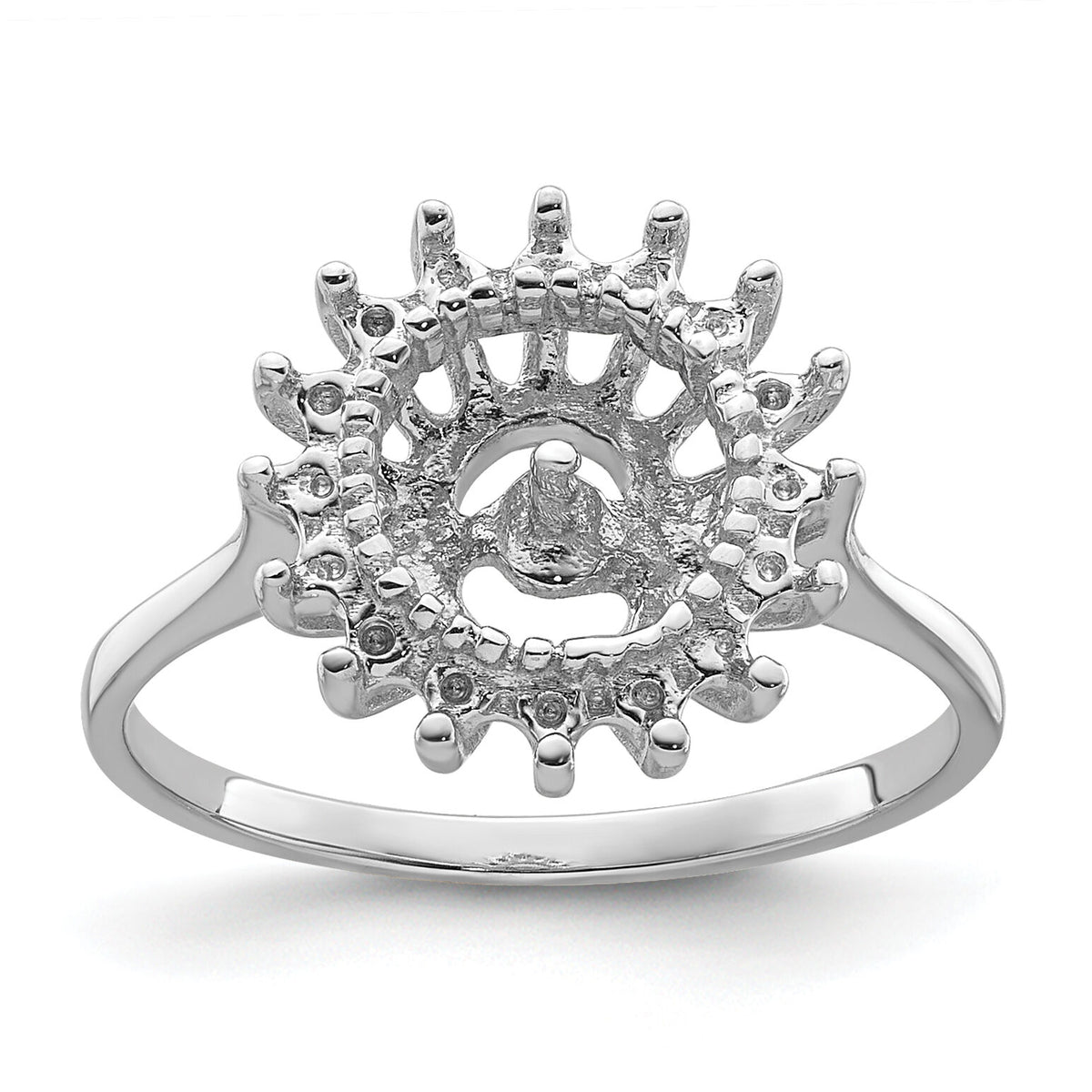 14k White Gold 7.5mm Pearl & Diamond Ring Mounting-Y4379