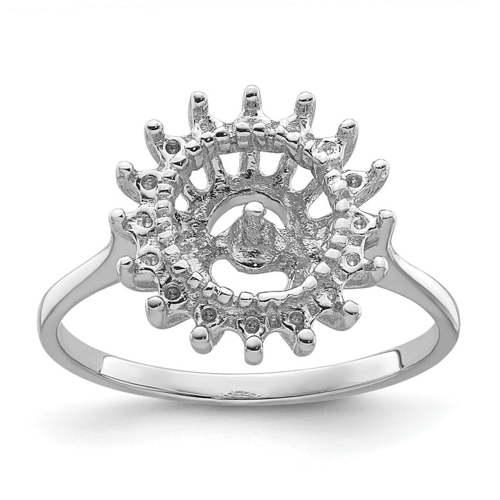 14k White Gold 7.5mm Pearl & Diamond Ring Mounting-Y4379