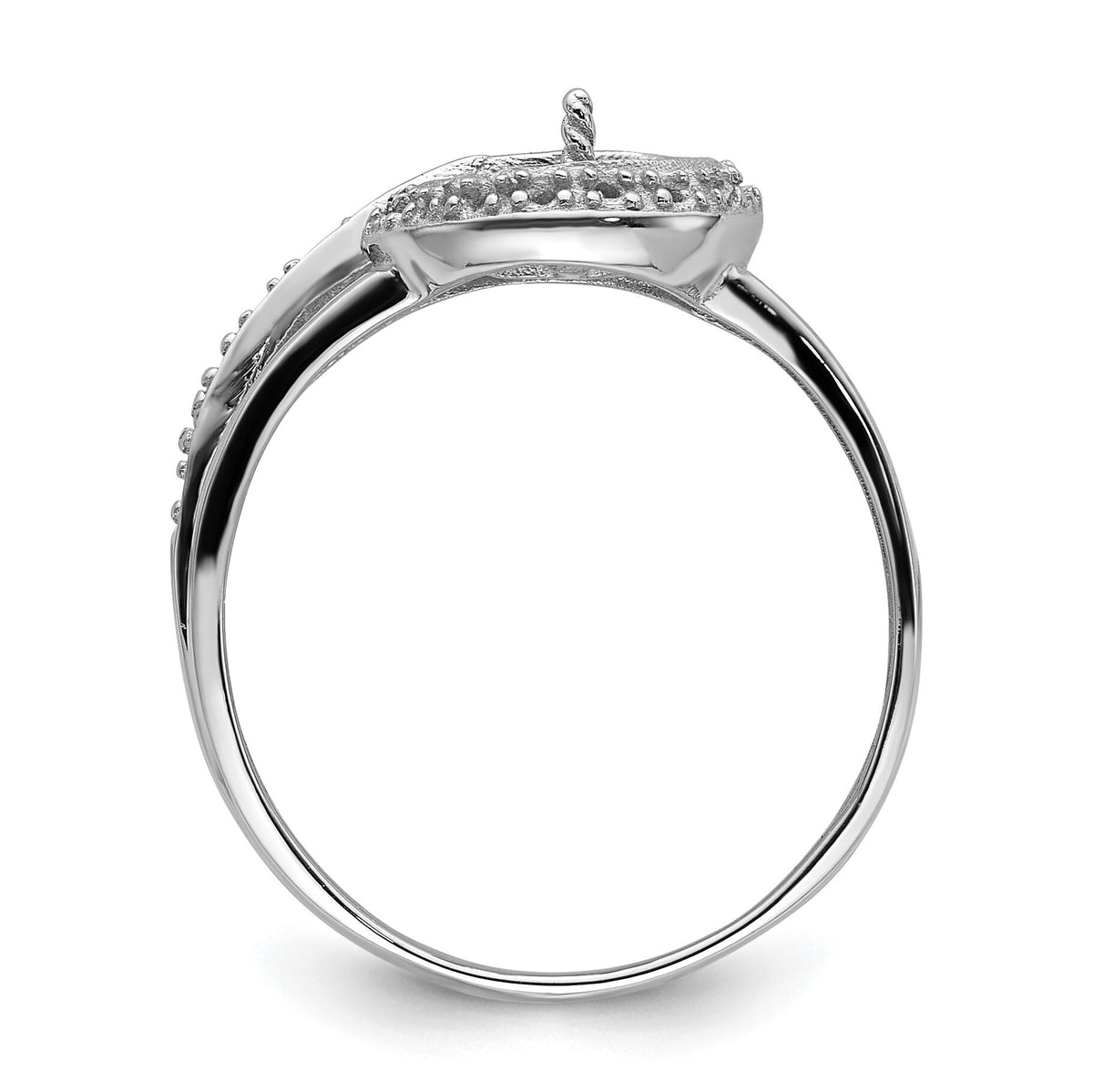 14k White Gold 7.5mm Pearl & Diamond Ring Mounting-Y4380
