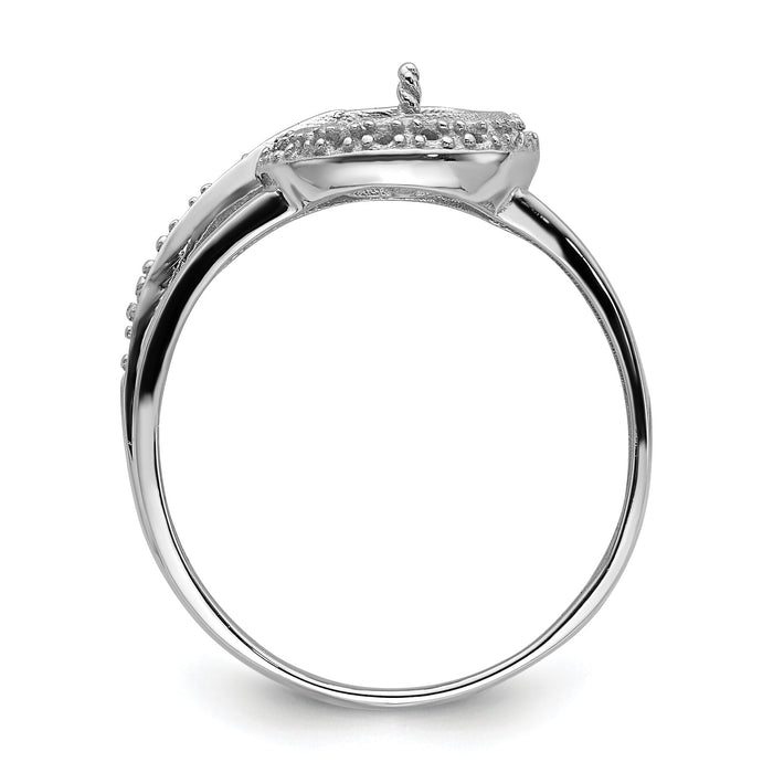 14k White Gold 7.5mm Pearl & Diamond Ring Mounting-Y4380