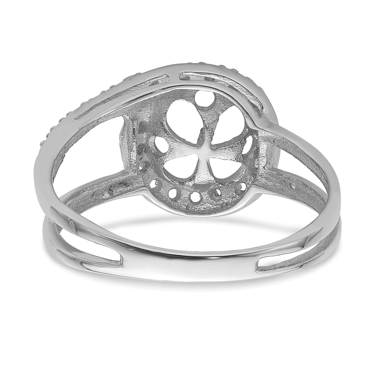 14k White Gold 7.5mm Pearl & Diamond Ring Mounting-Y4380