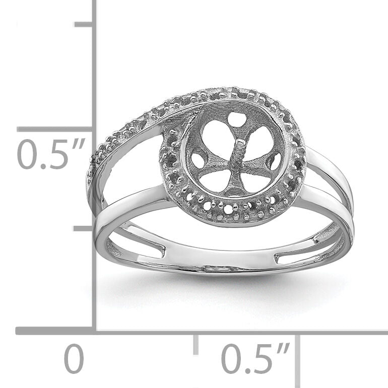 14k White Gold 7.5mm Pearl & Diamond Ring Mounting-Y4380