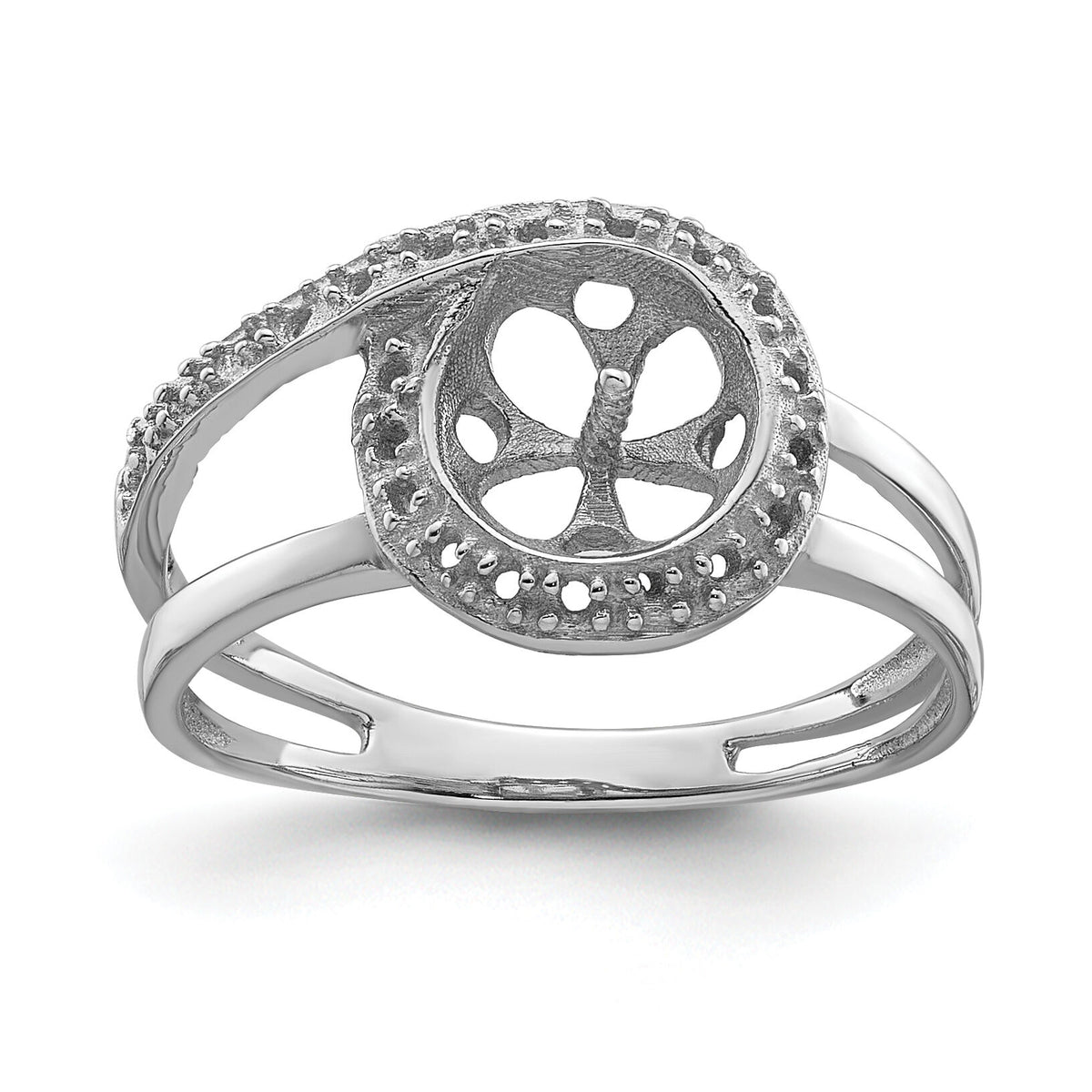 14k White Gold 7.5mm Pearl & Diamond Ring Mounting-Y4380