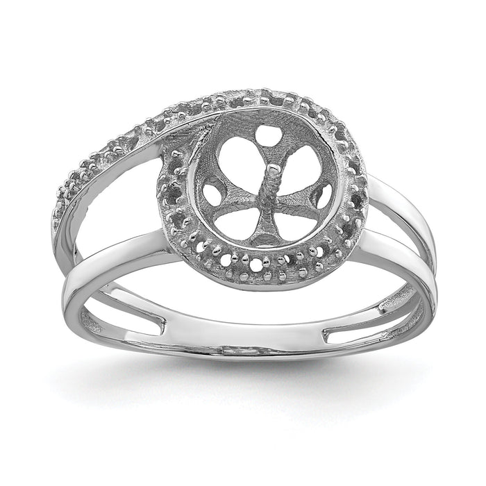 14k White Gold 7.5mm Pearl & Diamond Ring Mounting-Y4380