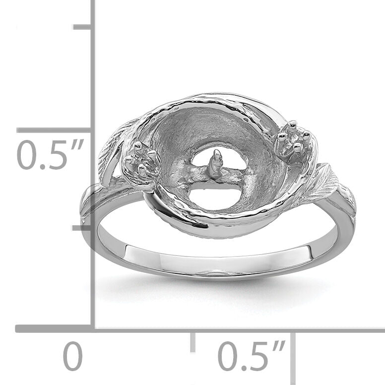 14k White Gold 7.5mm Pearl & Diamond Ring Mounting-Y4383