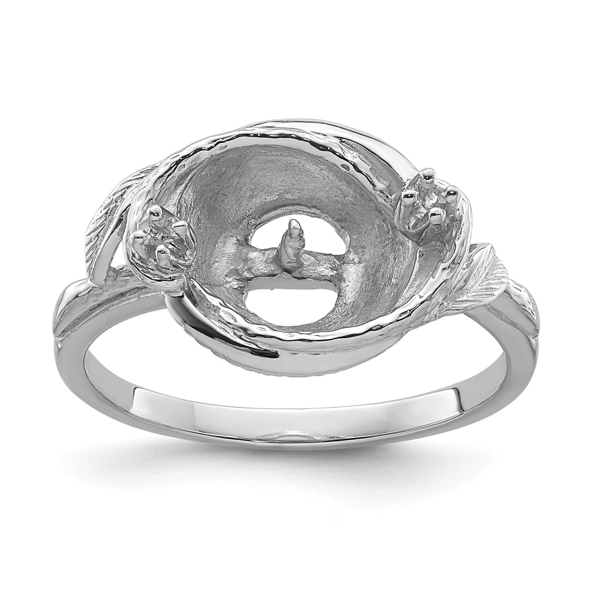 14k White Gold 7.5mm Pearl & Diamond Ring Mounting-Y4383