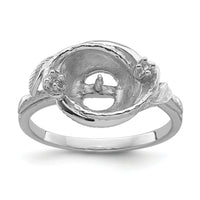 14k White Gold 7.5mm Pearl & Diamond Ring Mounting-Y4383