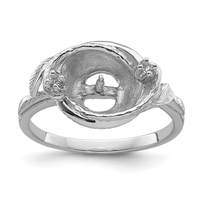 14k White Gold 7.5mm Pearl & Diamond Ring Mounting-Y4383